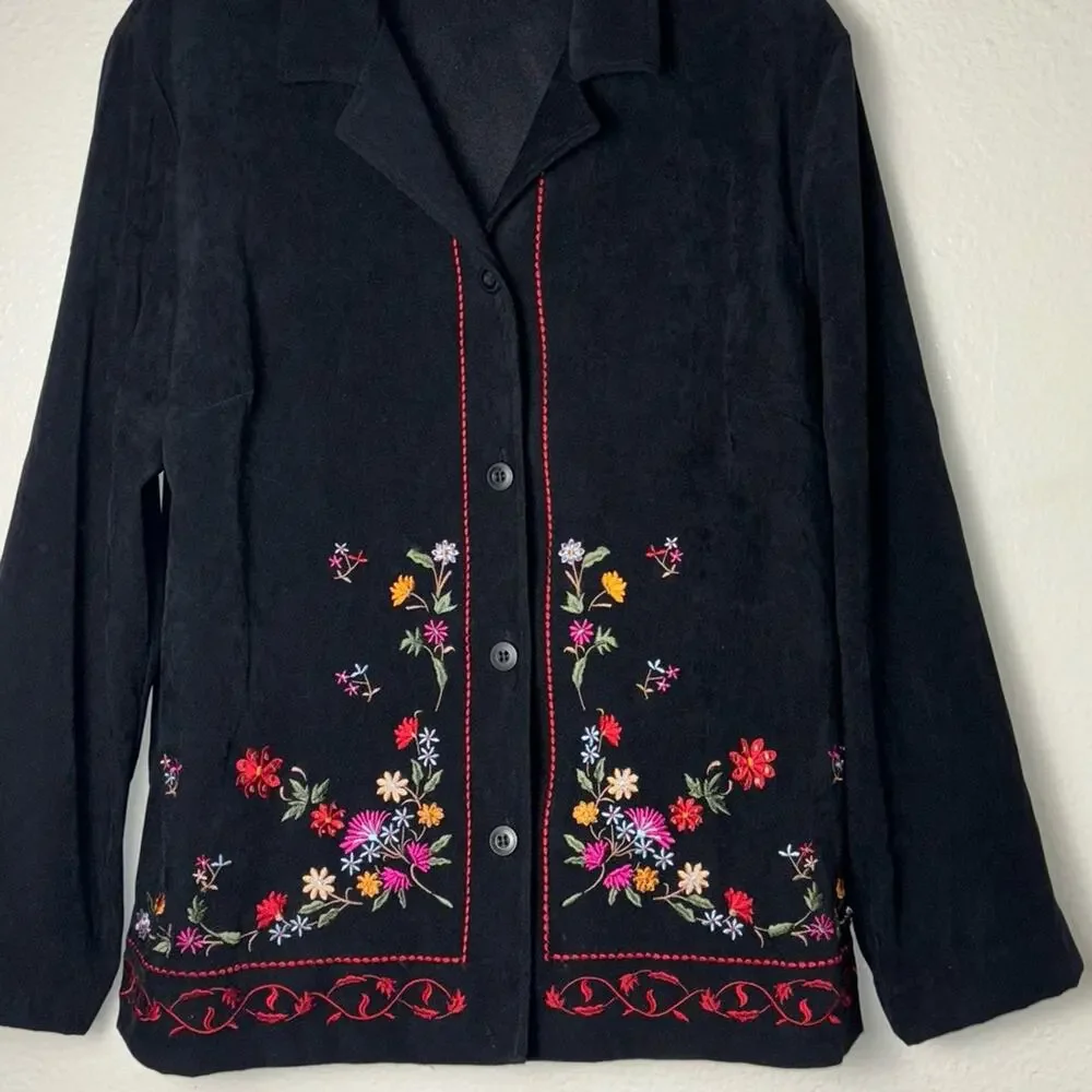 JM collection by Jennifer Moore Embroidered Black Jacket/Shacket Woman's Size 12